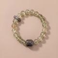 Spring Renewal Wood Crystal Bracelet with Layered Phantom Quartz & Light Green Crystal