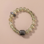 Spring Renewal Wood Crystal Bracelet with Layered Phantom Quartz & Light Green Crystal