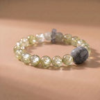 Spring Renewal Wood Crystal Bracelet with Layered Phantom Quartz & Light Green Crystal