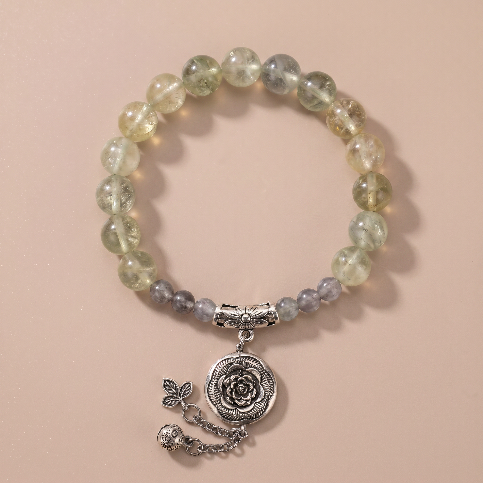 Spring Jade Blossom Crystal Bracelet with Green Crystal & Moonstone