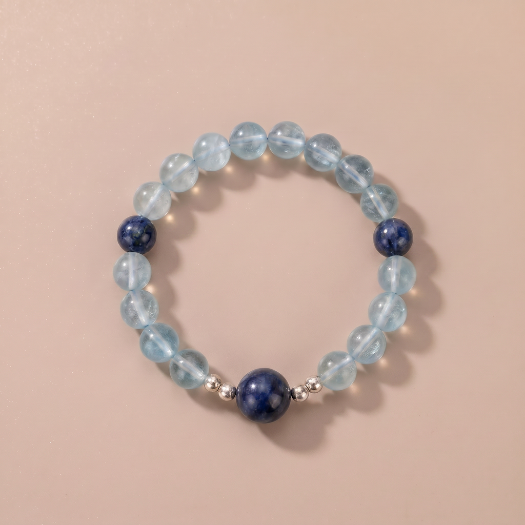 Twin Starpath Clear Voice Bracelet with Aquamarine & Blue Crystal