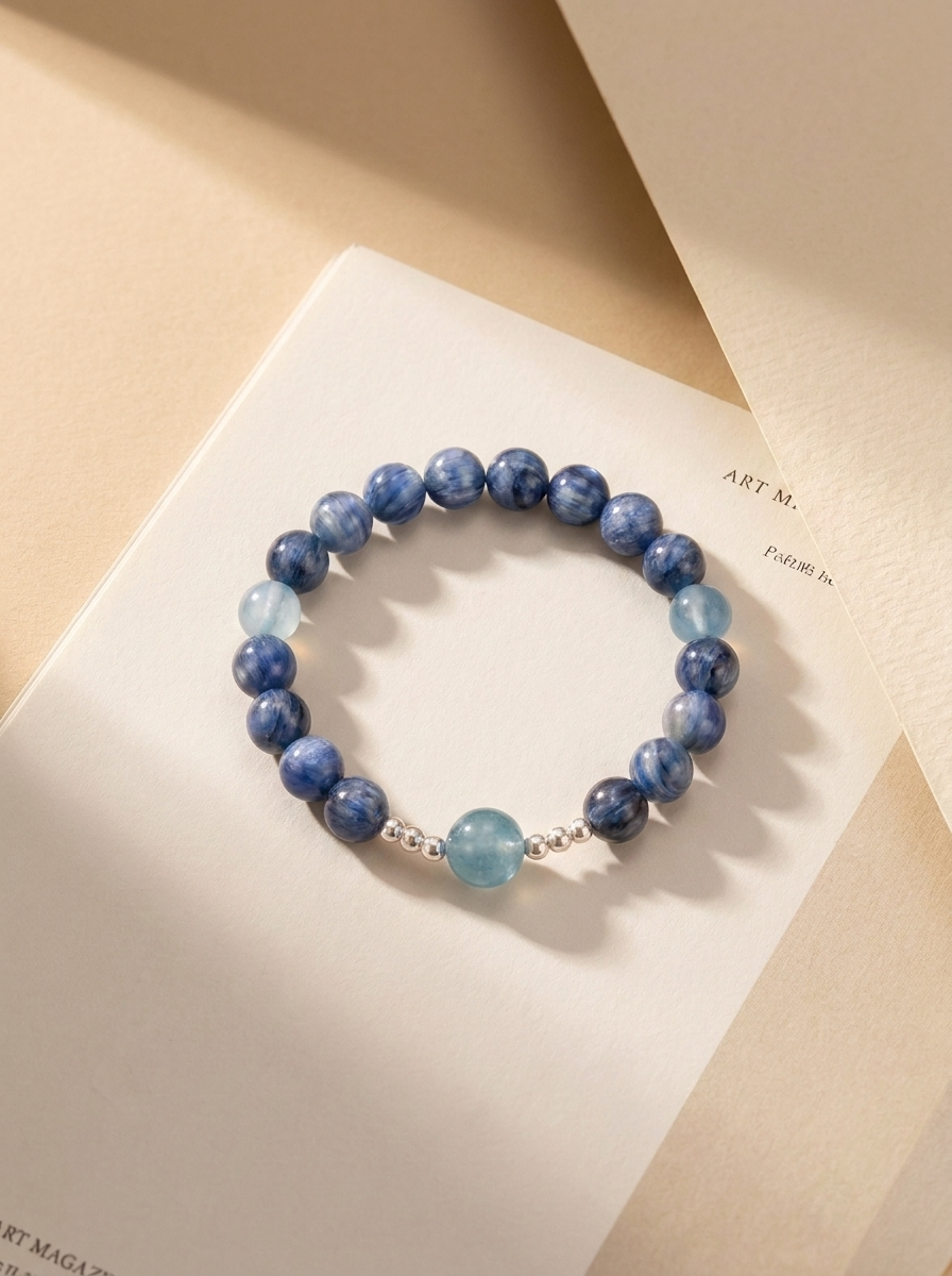 Twin Starpath Clear Voice Bracelet with Aquamarine & Blue Crystal