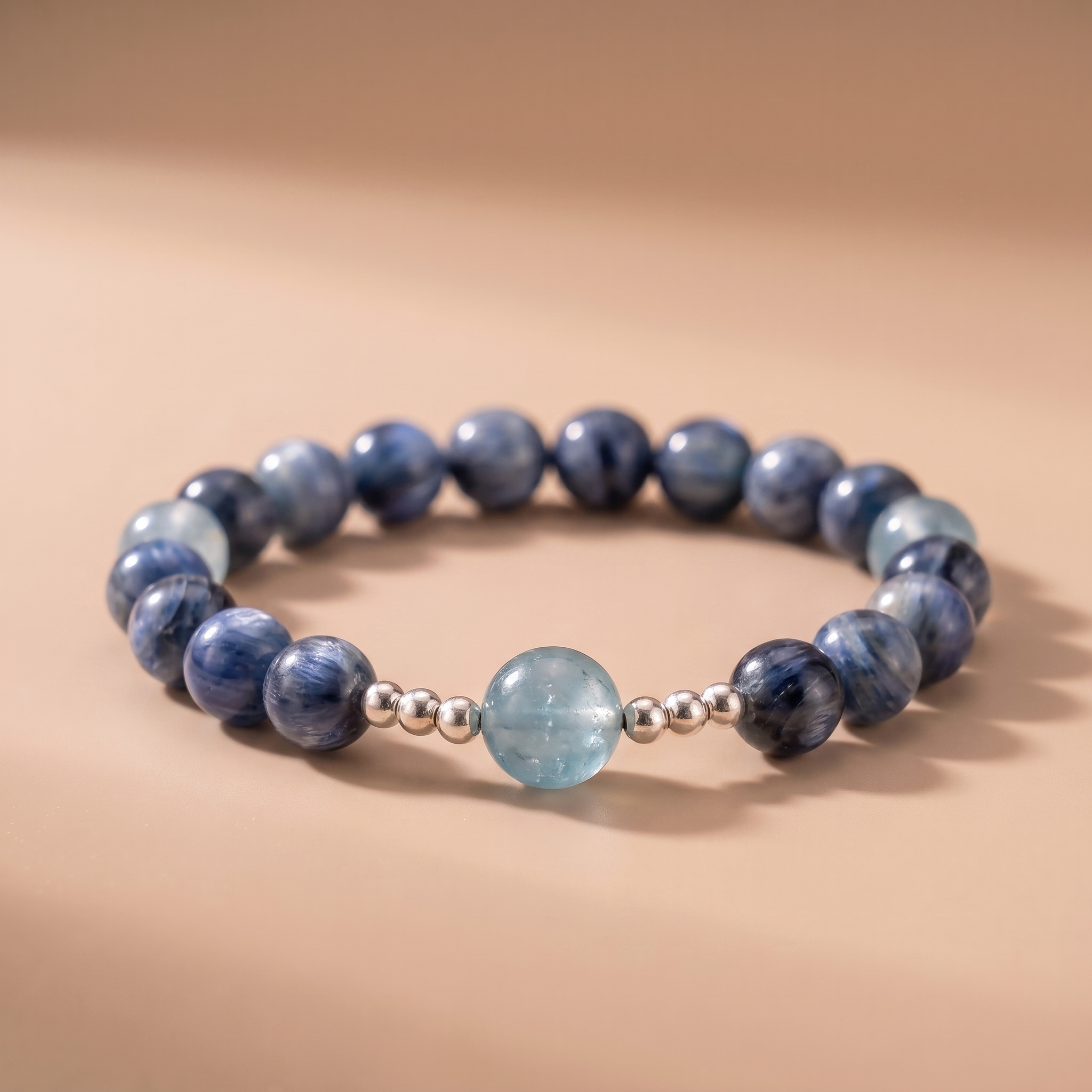 Twin Starpath Still Thought Bracelet with Blue Crystal & Aquamarine