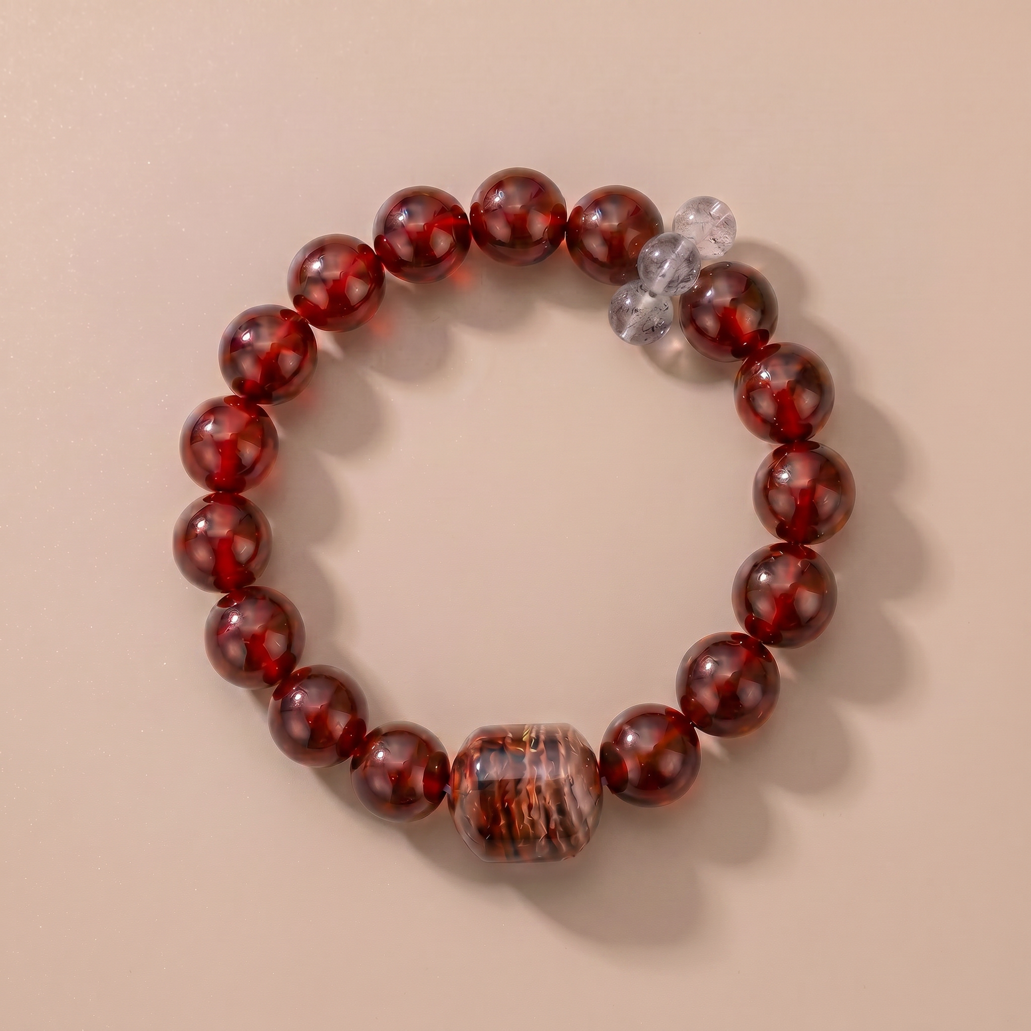 Summer Crimson Sky Crystal Bracelet with Garnet & Moonstone