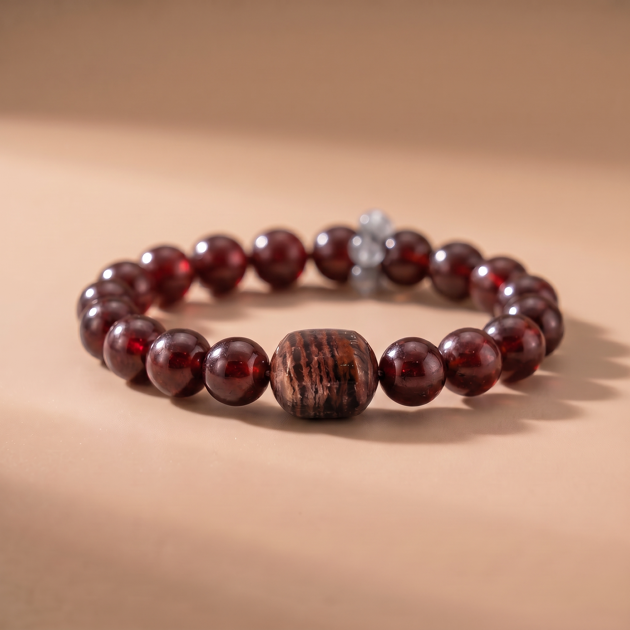 Summer Crimson Sky Crystal Bracelet with Garnet & Moonstone