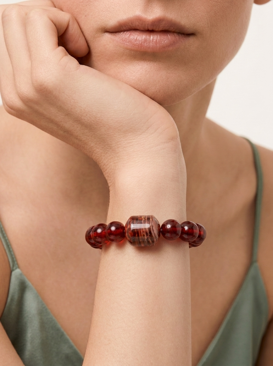 Summer Crimson Sky Crystal Bracelet with Garnet & Moonstone