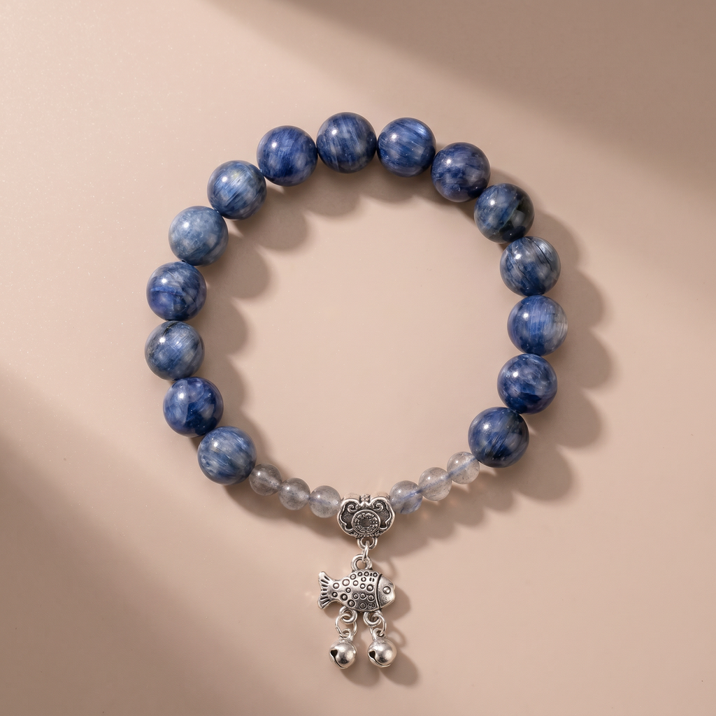 Summer Ocean Heart Crystal Bracelet with Blue Crystal & Moonstone
