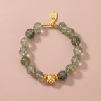 Zodiac Tiger Vitality Bracelet with Green Crystal, Green Phantom Quartz & Aquamarine