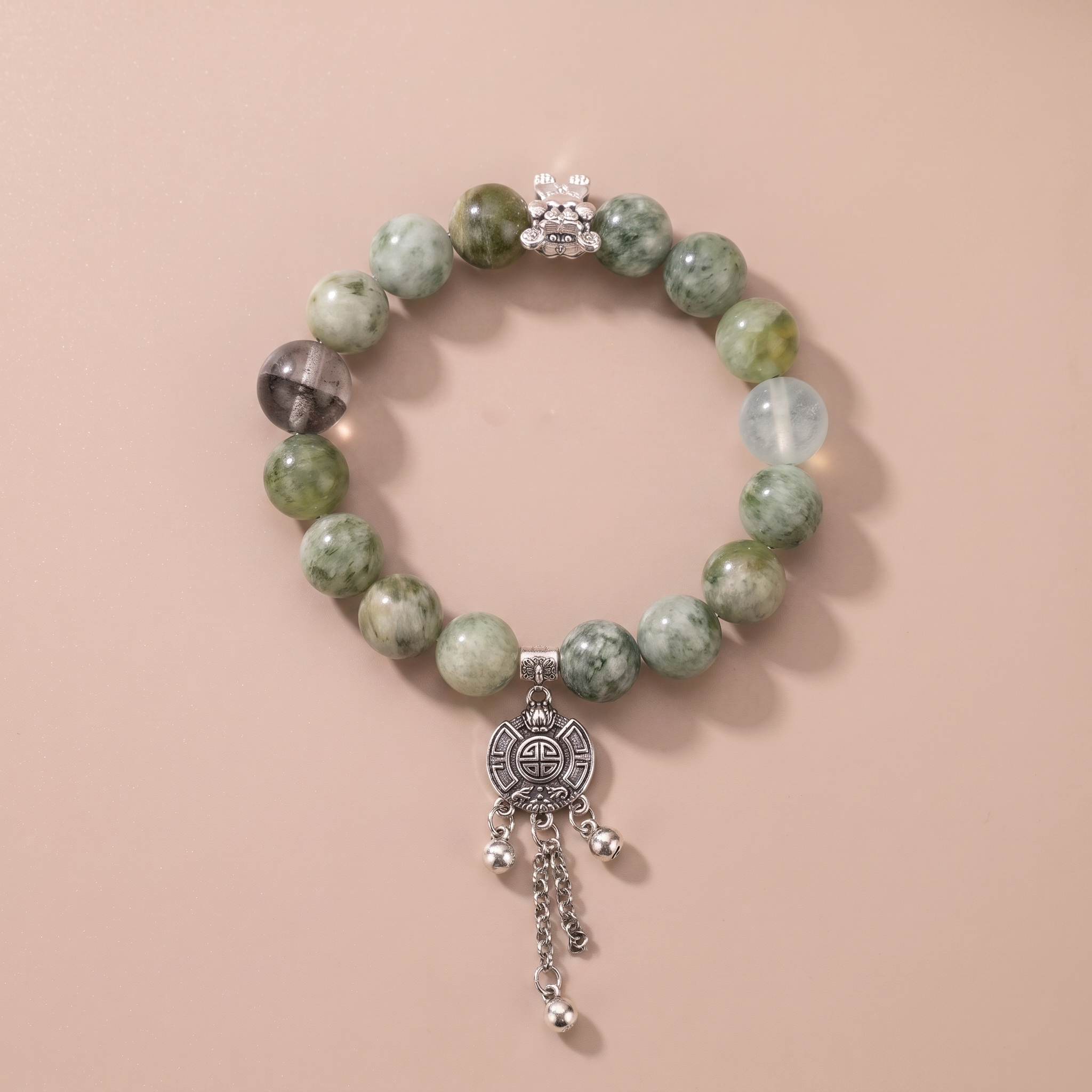 Zodiac Tiger Mountain Aura Bracelet with Green Phantom Quartz & Aquamarine