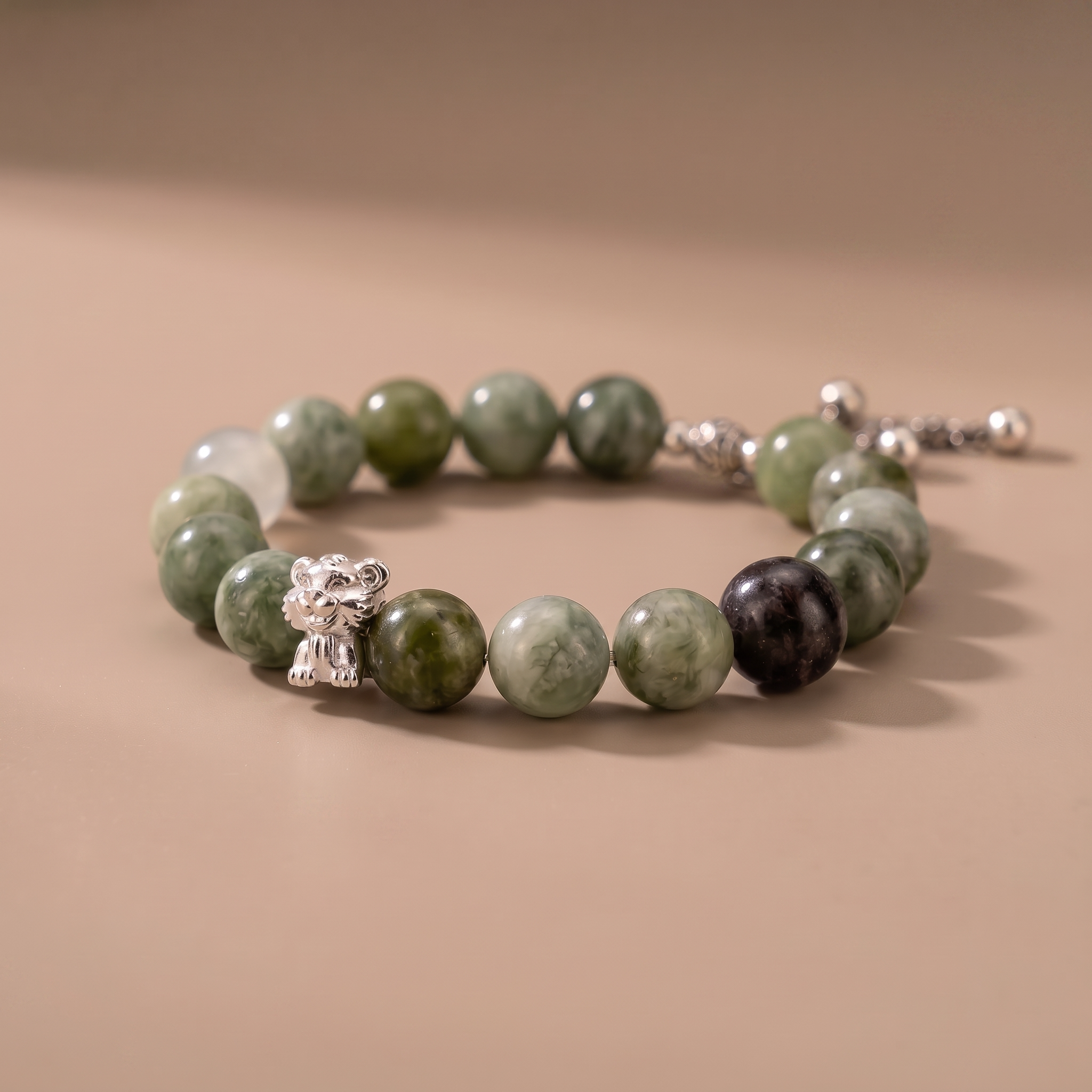 Zodiac Tiger Mountain Aura Bracelet with Green Phantom Quartz & Aquamarine