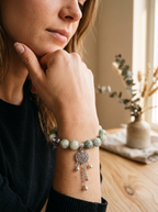 Zodiac Tiger Mountain Aura Bracelet with Green Phantom Quartz & Aquamarine
