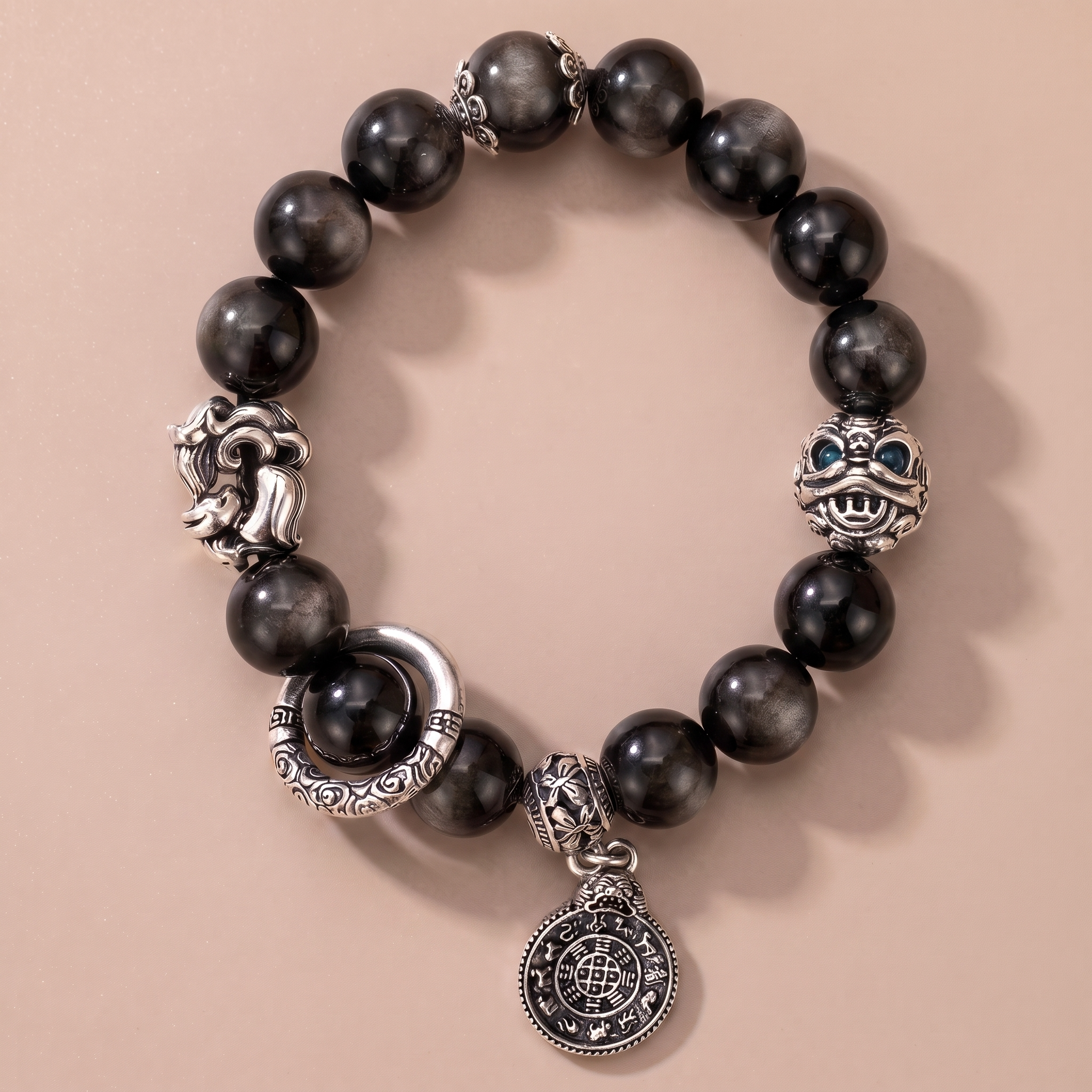 A deep-toned bracelet inspired by calmness, wisdom, and inner steadiness.
