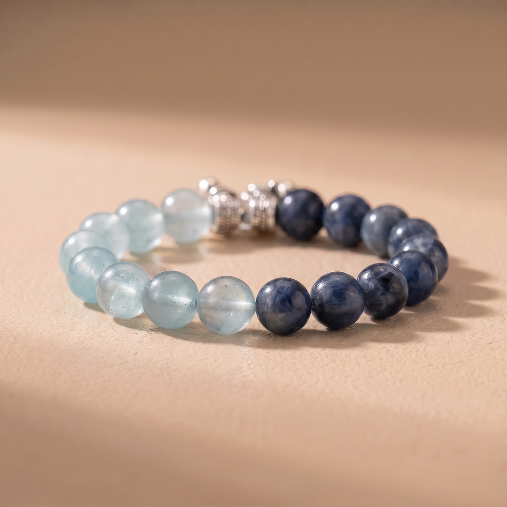Water Flowing Wisdom Crystal Bracelet with Aquamarine & Blue Crystal
