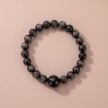 Water Ink Zen Crystal Bracelet with Silver Obsidian
