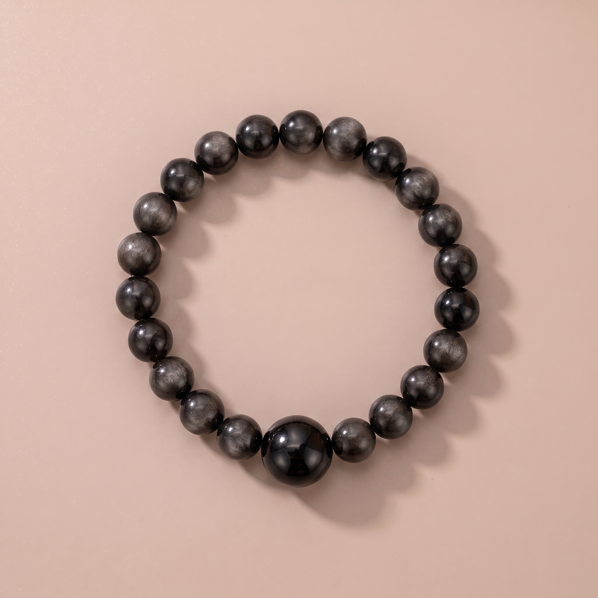 Water Ink Zen Crystal Bracelet with Silver Obsidian