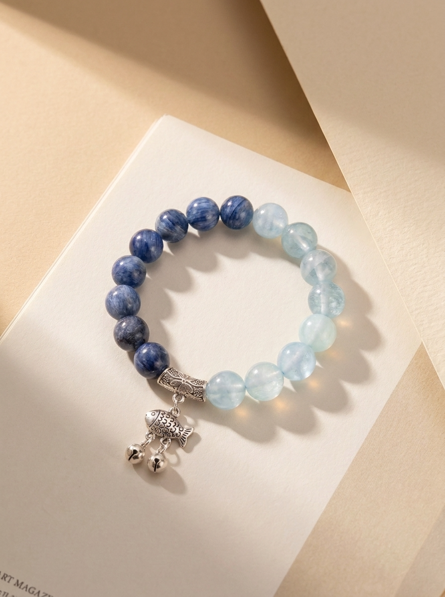 Water Flowing Wisdom Crystal Bracelet with Aquamarine & Blue Crystal