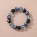 Water Hidden Depth Crystal Bracelet with Blue Crystal, Aquamarine & Silver Obsidian