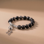 Winter Dark Light Crystal Bracelet with Silver Obsidian & Moonstone