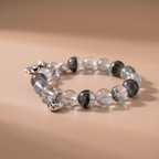Wood Green Sun Crystal Bracelet with Green Crystal & Green Phantom Quartz
