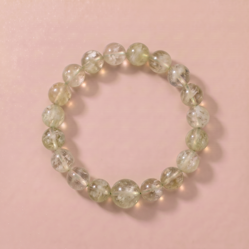 Wood Forest Breath Crystal Bracelet with Light Green Crystal