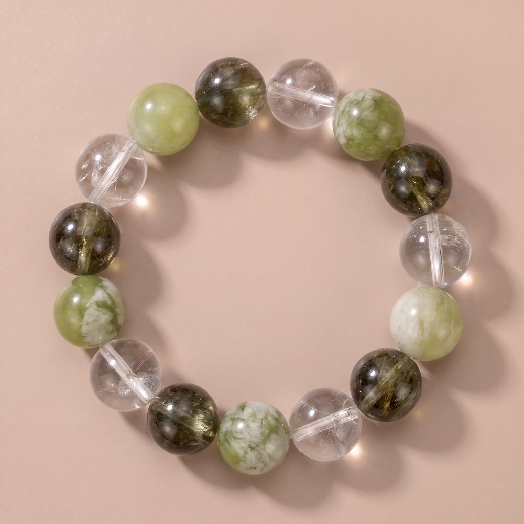 Wood Meadow Glow Crystal Bracelet with Green Crystal & Deep Green Crystal