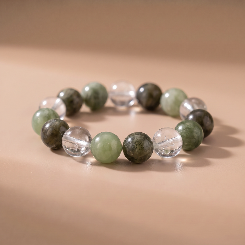 Wood Meadow Glow Crystal Bracelet with Green Crystal & Deep Green Crystal